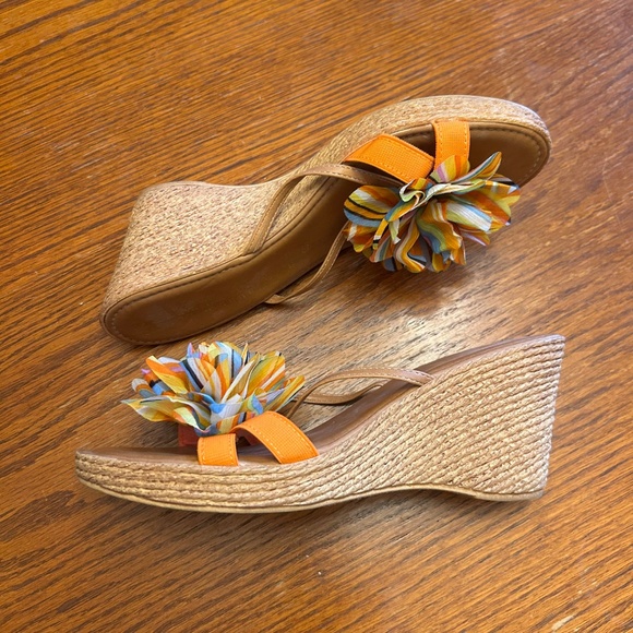 Italian Shoemakers Sandals Wedge Slip On Floral Women's Shoes Size 9.5 - Picture 3 of 5